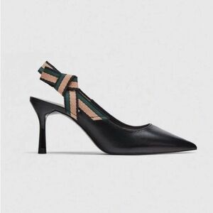 Zara Basics 40 Black Slingback Heels